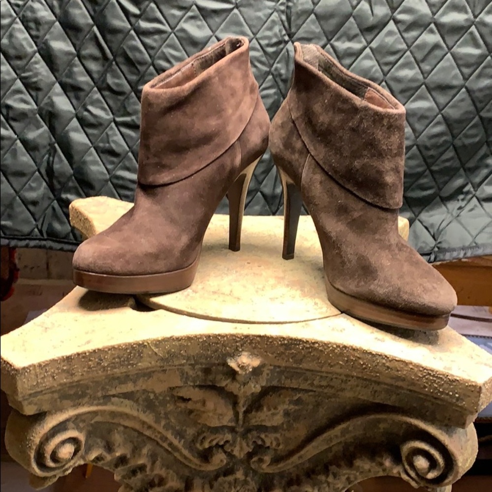 Brown suede booties